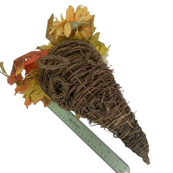 Wicker Cornucopia Horn of Plenty Basket Hanging or Tabletop Centerpiece 14" - Picture 5 of 5